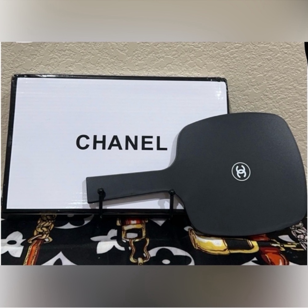 Chanel Black Handheld Mirror